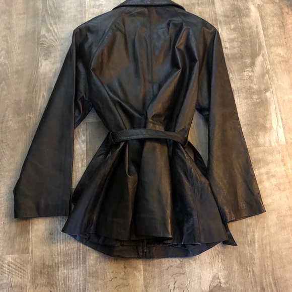 3/4 length leather trench coat - Picture 2 of 2